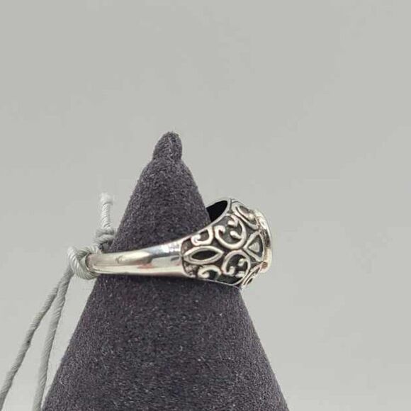 Samuel B Benham Orange Stone Sterling Silver Filigree Ring size 7 - Picture 7 of 12